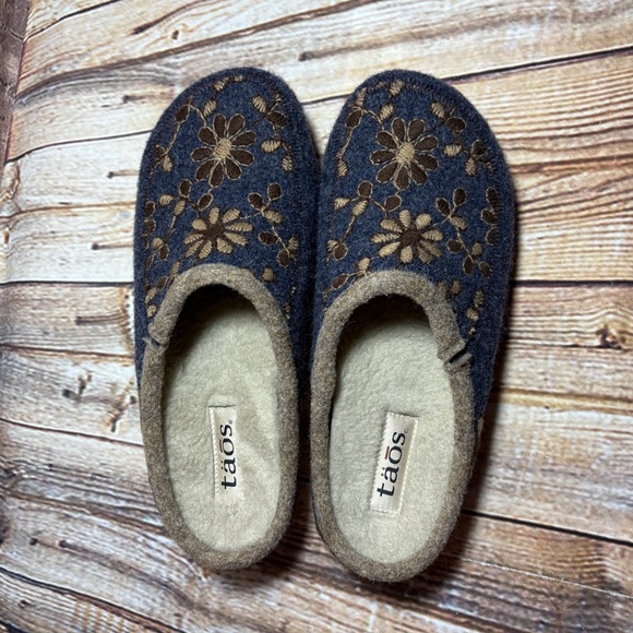 Taos Woolderness 2 EUR 40 US 9 -9.5 Navy Boiled Wool Cork Slip On Clog Slipper - Picture 8 of 12